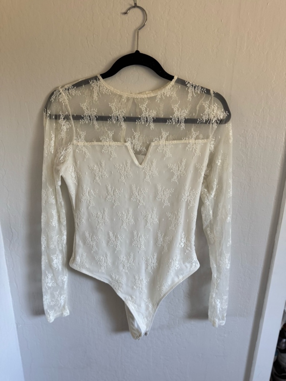 SO White Lace Long-Sleeve Bodysuit